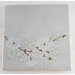 Vintage Wall Tile Textured White W White Flower 6x6 Made In Brazil